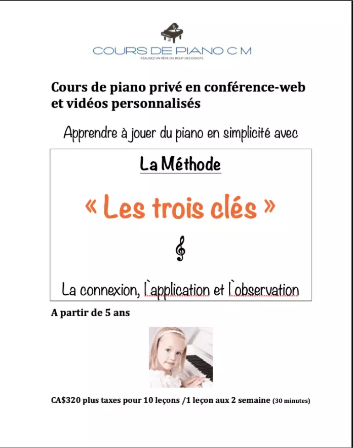 Cours de piano pour débutant Prévost