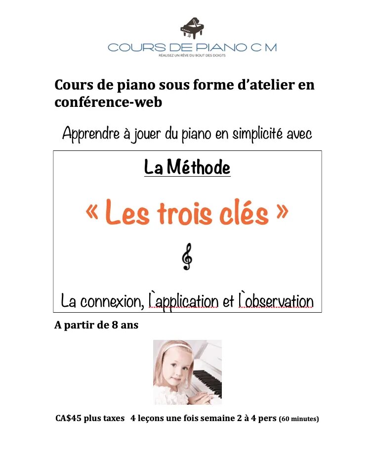 Cours de piano pour débutant Prévost